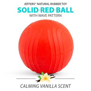 Jeffers Red Bouncing Ball with Waves Natural Rubber Dental Dog Chew Toy for Energetic Play