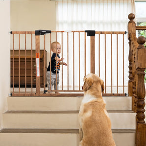 PressGuard C5&P7 Wood Pattern | Pressure Mounted Baby Gate for Stairs