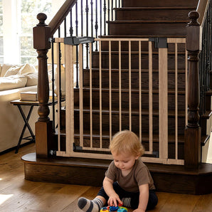 PressGuard C5&P7 Wood Pattern | Pressure Mounted Baby Gate for Stairs