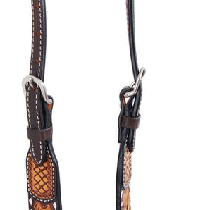 Rafter T Tooled Sunflower with Buckstitch One Ear Headstall