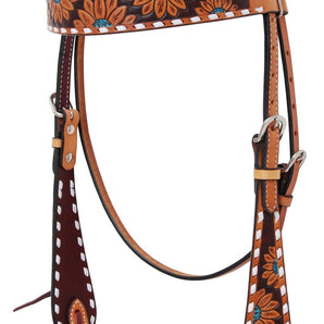 Rafter T Turquoise Sunflower Browband Headstall