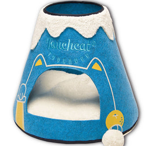 Touchcat ® 'Molten Lava' Triangular Frashion Designer Pet Kitty Cat Bed House Lounge Lounger w/ Hanging Teaser Toy