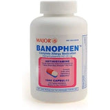 Banophen Diphenhydramine HCL 25 or 50 mg Generic Benadryl 100 or 1000 Caps Major