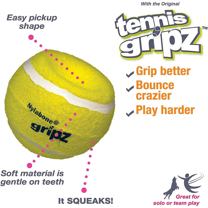 Nylabone Power Play Dog Toys Tennis Ball Gripz Tennis, Large 2CT Nylabone