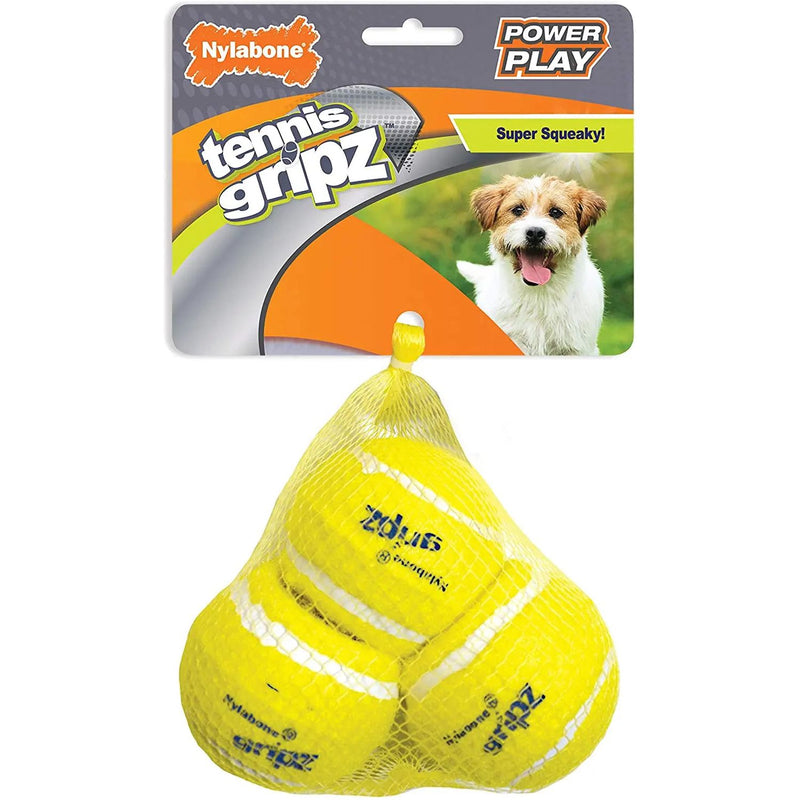 Nylabone Power Play Dog Toys Tennis Ball Gripz Tennis, Small 3CT Nylabone