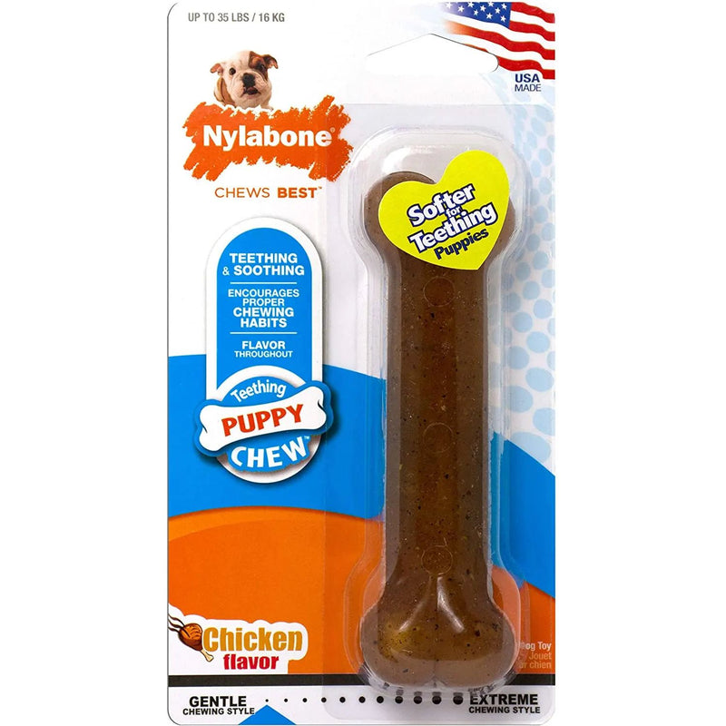 Nylabone Puppy Chew Bone Dog Toy Chicken Flavor, Up To 35lbs. Nylabone