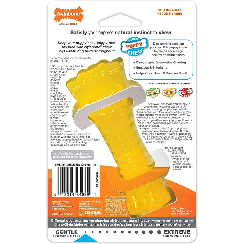 Nylabone Puppy Chew Freezer Toy Lamb & Apple Flavor, SM/Regular Nylabone