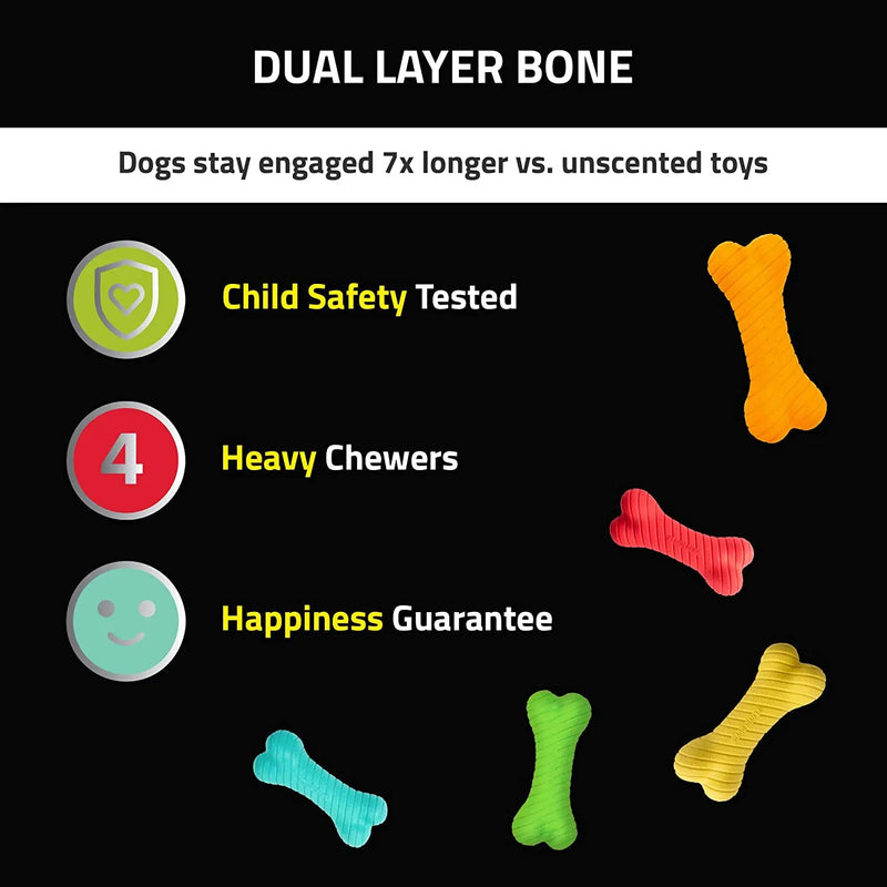 Playology Dual Layer Bone Dog Toy All Natural Chicken, Small PLAYOLOGY