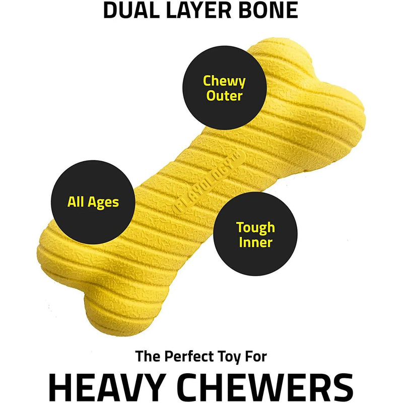 Playology Dual Layer Bone Dog Toy All Natural Chicken, Small PLAYOLOGY