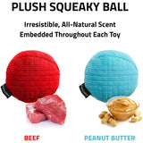 Playology Plush Squeaky Ball Dog Toy All-Natural Beef Scent, LG PLAYOLOGY