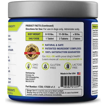 Vetericyn All-in Bone and Joint Supplement for Adult Dogs 90 Tablets Vetericyn