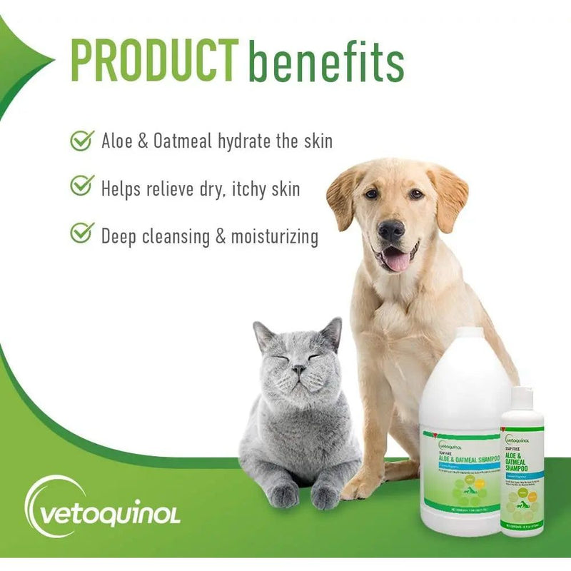 Vetoquinol Aloe & Oatmeal Pet Shampoo Soap Free for Dog & Cat 16 oz. Vetoquinol