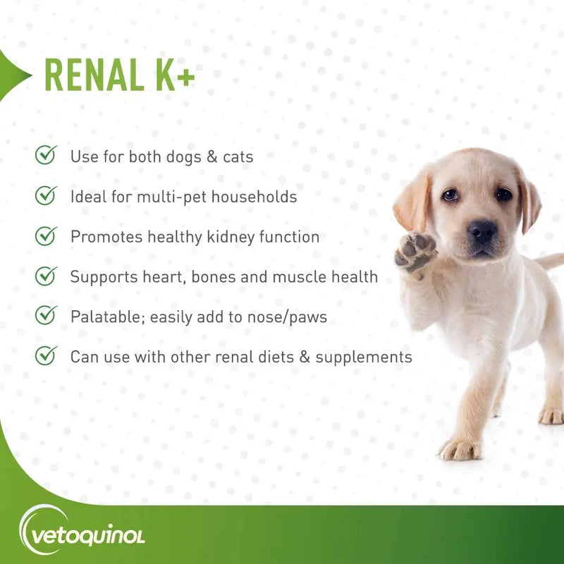 Vetoquinol Renal K + Potassium Gluconate & Vitamin B Oral Gel Cats & Dogs 5 oz. Vetoquinol