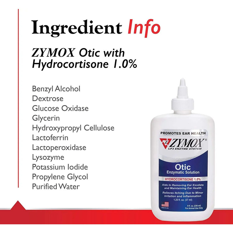 Zymox Otic Pet Ear Treatment with Hydrocortisone 8 oz. ZYMOX