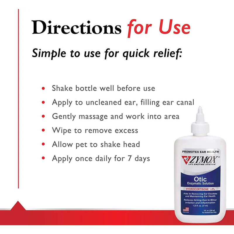 Zymox Otic Pet Ear Treatment with Hydrocortisone 8 oz. ZYMOX