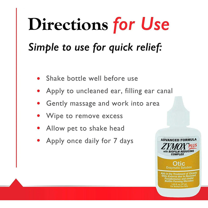 Zymox Plus Otic Advanced Formula Enzymatic Ear Solution 1.25oz. ZYMOX