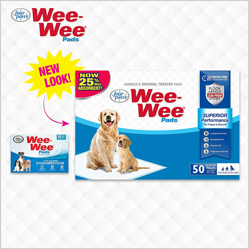 Four Paws Wee-Wee Pads 50 Pack White 22" x 23" x 0.1" Four Paws