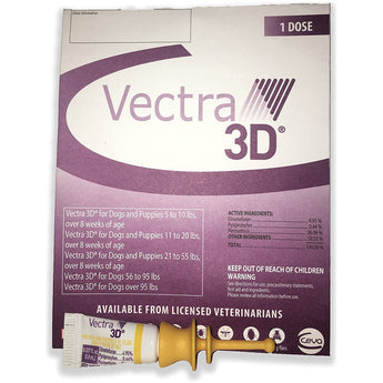 Vectra 3D Flea & Tick Treatment for Dogs and Puppies 5-10lbs 1 Dose Ceva